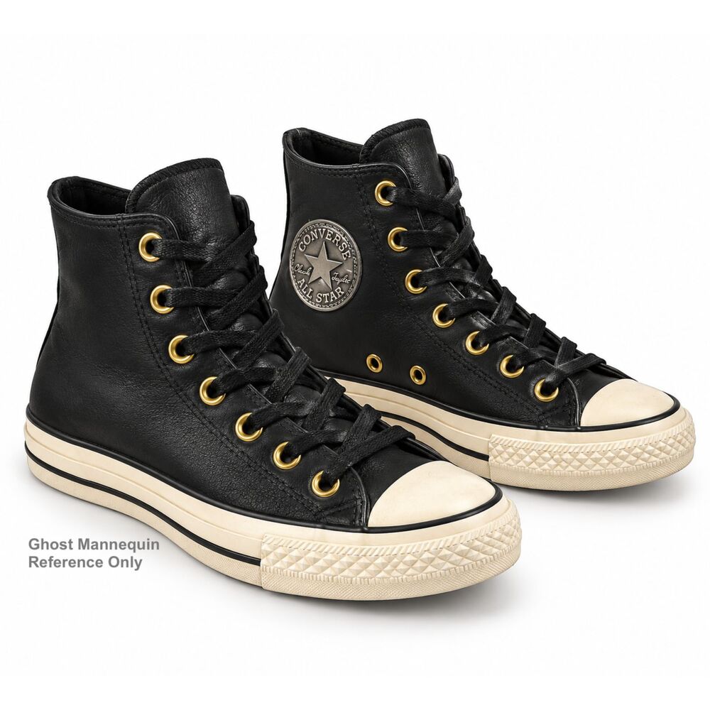 Converse Chuck Taylor Black Leather Gold High Tops